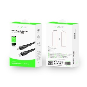 Rixus RXUC30L Alloy USB-C To Lightning Data Cable Metal Gray-1M