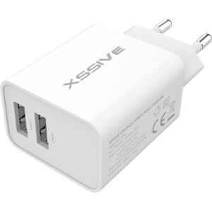 Xssive Duo USB Charger+Cable Micro 2.1A-Hvid